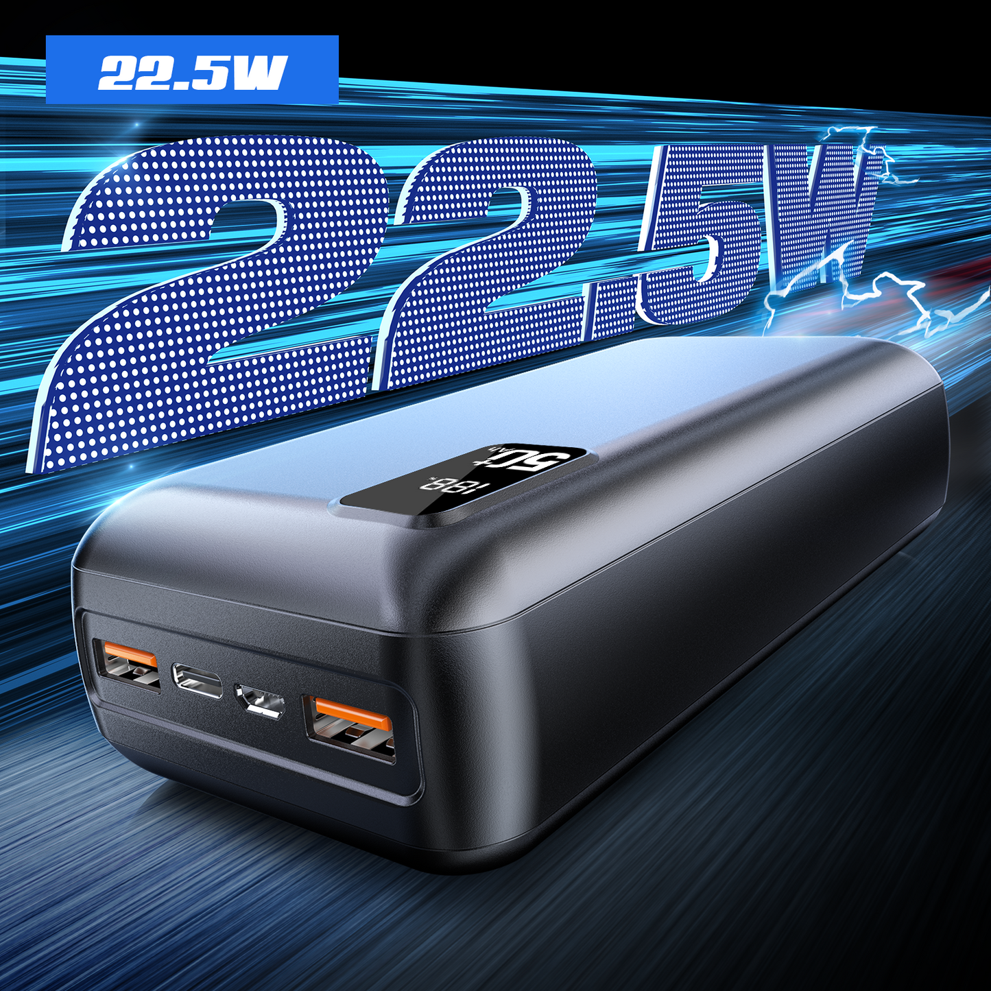 Power Bank 22.5W USB ,50000 mAh External Battery Portable Charger,PD3.0 Quick Charge Function, Extra large capacity, 3 Inputs and 3 Outputs, Mobile Phone Charger Battery Compatible with iPhone, Samsung, Huawei, iPad etc，suitable for travel/outdoor use