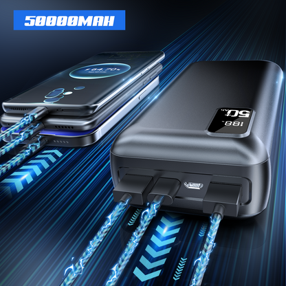 Power Bank 22.5W USB ,50000 mAh External Battery Portable Charger,PD3.0 Quick Charge Function, Extra large capacity, 3 Inputs and 3 Outputs, Mobile Phone Charger Battery Compatible with iPhone, Samsung, Huawei, iPad etc，suitable for travel/outdoor use
