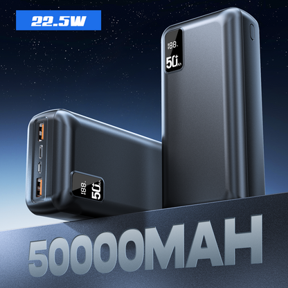 Power Bank 22.5W USB ,50000 mAh External Battery Portable Charger,PD3.0 Quick Charge Function, Extra large capacity, 3 Inputs and 3 Outputs, Mobile Phone Charger Battery Compatible with iPhone, Samsung, Huawei, iPad etc，suitable for travel/outdoor use