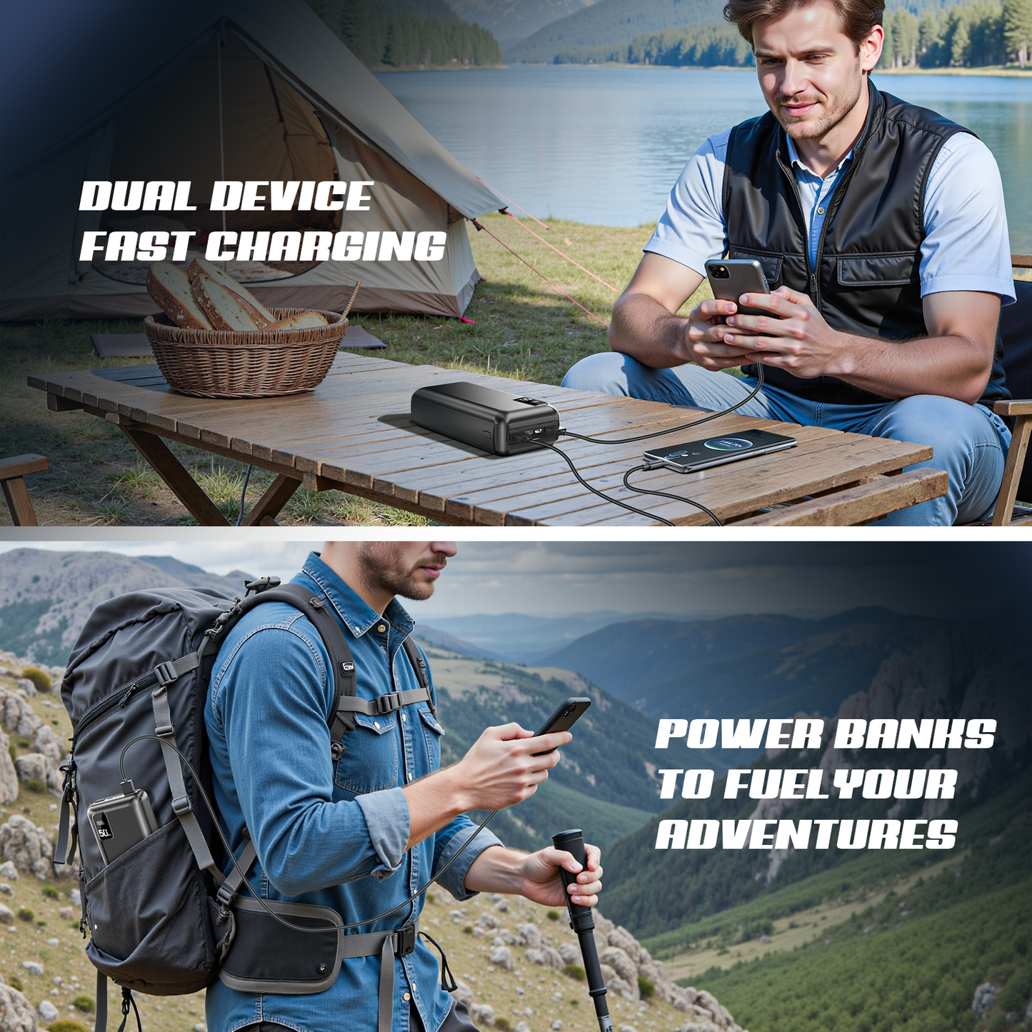Power Bank 22.5W USB ,50000 mAh External Battery Portable Charger,PD3.0 Quick Charge Function, Extra large capacity, 3 Inputs and 3 Outputs, Mobile Phone Charger Battery Compatible with iPhone, Samsung, Huawei, iPad etc，suitable for travel/outdoor use