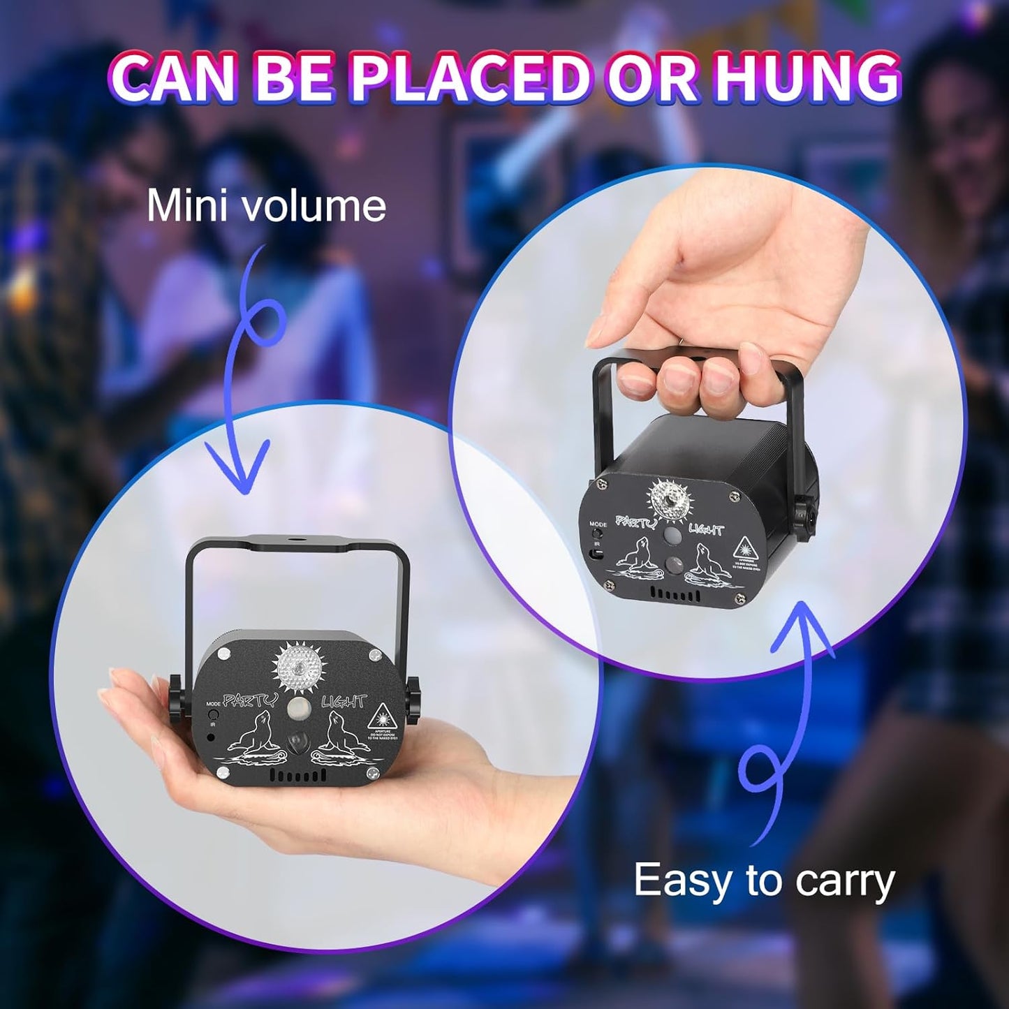 Tyonto Disco Ball, Music Controlled Disco Light, Party Light, 60 Different Patterns, Strobe Effect Party Light with Remote Control and 2 m USB for Family Disco Party Light Children Party Club Birthday [Energy Class E]