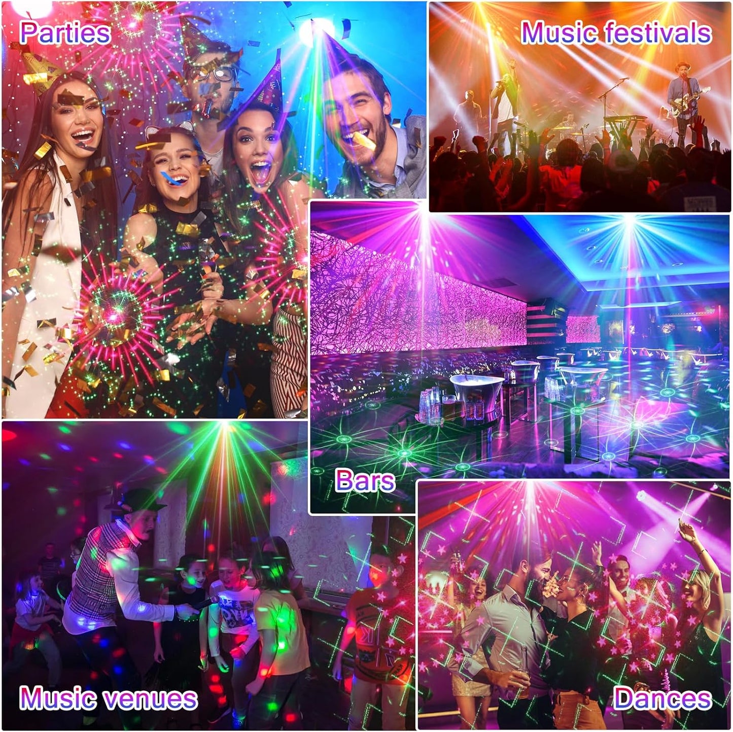 Tyonto Disco Ball, Music Controlled Disco Light, Party Light, 60 Different Patterns, Strobe Effect Party Light with Remote Control and 2 m USB for Family Disco Party Light Children Party Club Birthday [Energy Class E]