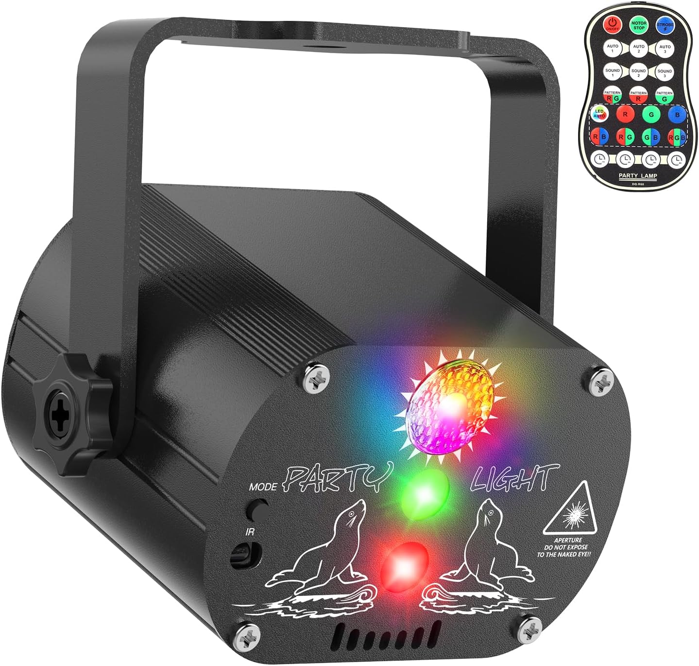 Tyonto Disco Ball, Music Controlled Disco Light, Party Light, 60 Different Patterns, Strobe Effect Party Light with Remote Control and 2 m USB for Family Disco Party Light Children Party Club Birthday [Energy Class E]