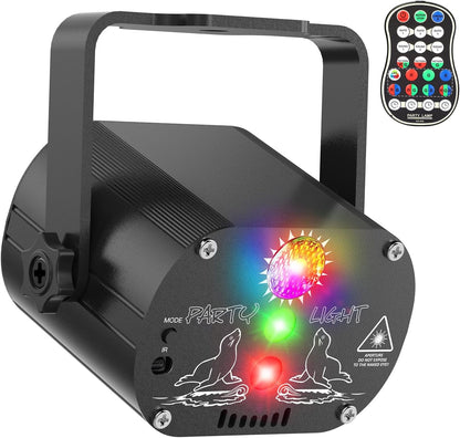Tyonto Disco Ball, Music Controlled Disco Light, Party Light, 60 Different Patterns, Strobe Effect Party Light with Remote Control and 2 m USB for Family Disco Party Light Children Party Club Birthday [Energy Class E]